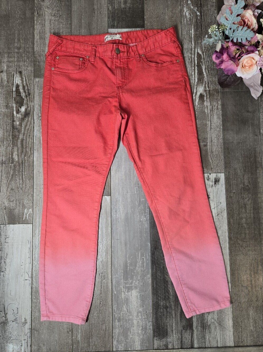 Free People FP Women’s Gradient Ombre Red to Pink Skinny Jeans Size W 30 NWOT